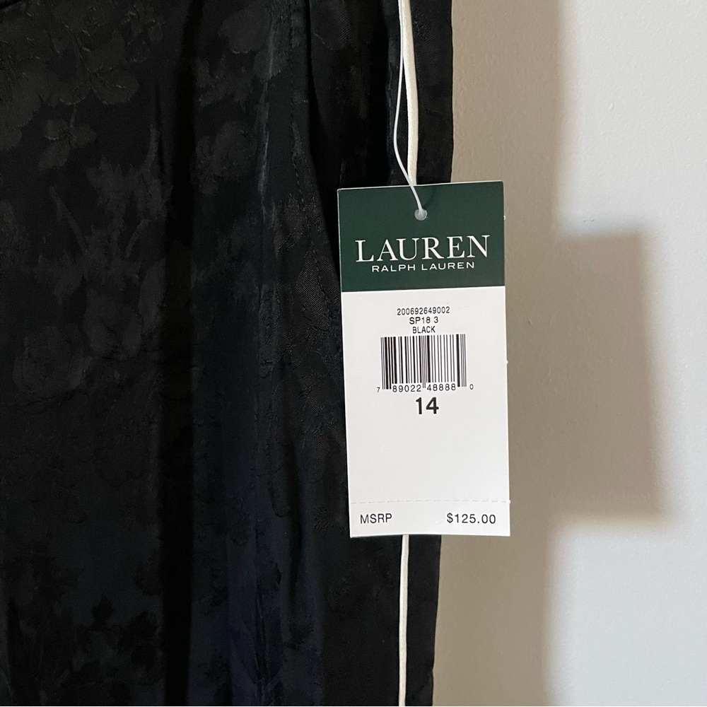 NWT Lauren Ralph Lauren Black Wide-Leg Pants Women Size 14 - Picture 7 of 7